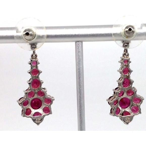 Pink Gemstone Chuck Clemency Earrings STS 925 Sterling Silver Dangle Sparkly! - Picture 11 of 12
